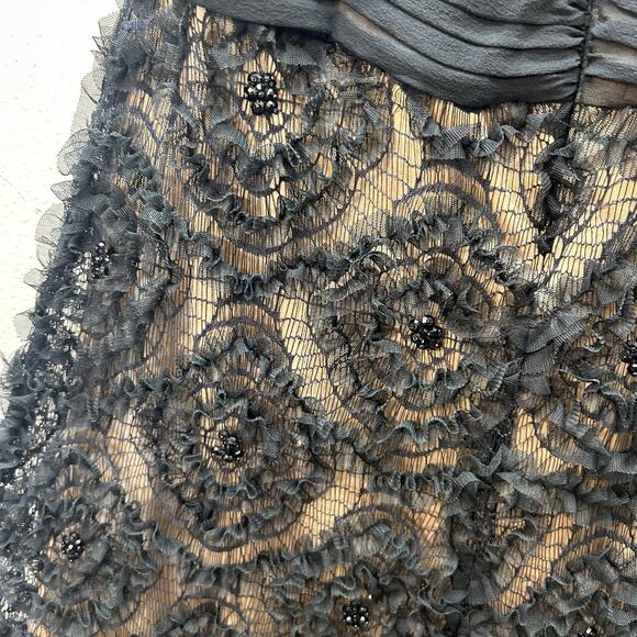 Tadashi Shoji Gown Maxi Dress SZ 4 Black-Tie Formal Wedding Whimsigoth Prom Goth - Picture 10 of 14